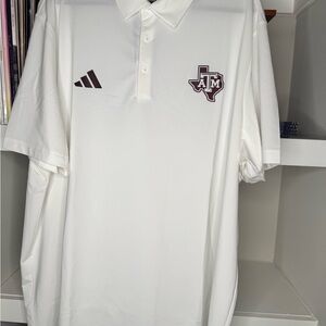 Adidas White Polo Shirt with Maroon Logo